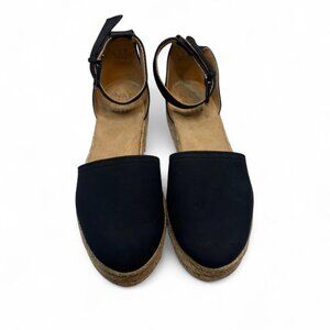 Naturalizer Black Waverly Ballerina Sandals with Adjustable Ankle Strap W6.5